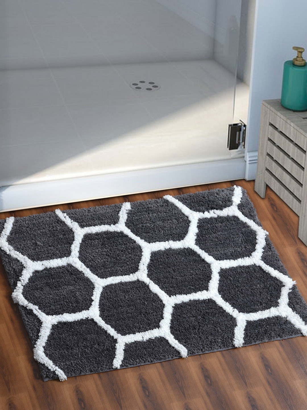 AEROHAVEN Grey Self-Design 1850 GSM Anti-Skid Bath Rug