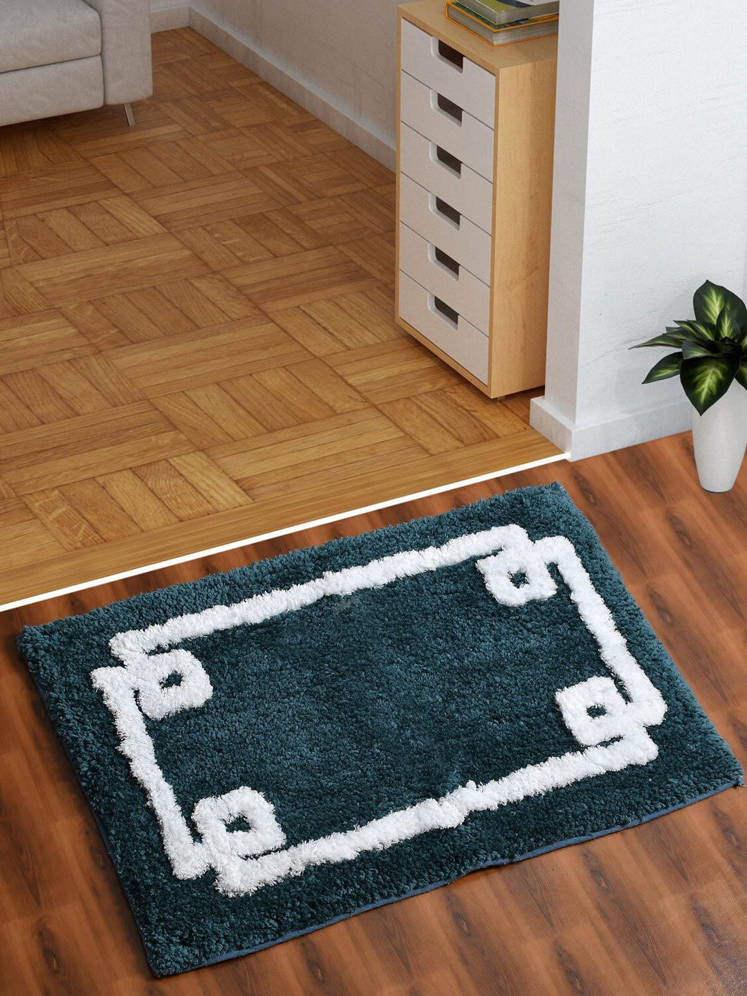 AEROHAVEN Teal Abstract 1850GSM Microfiber Bath Rug