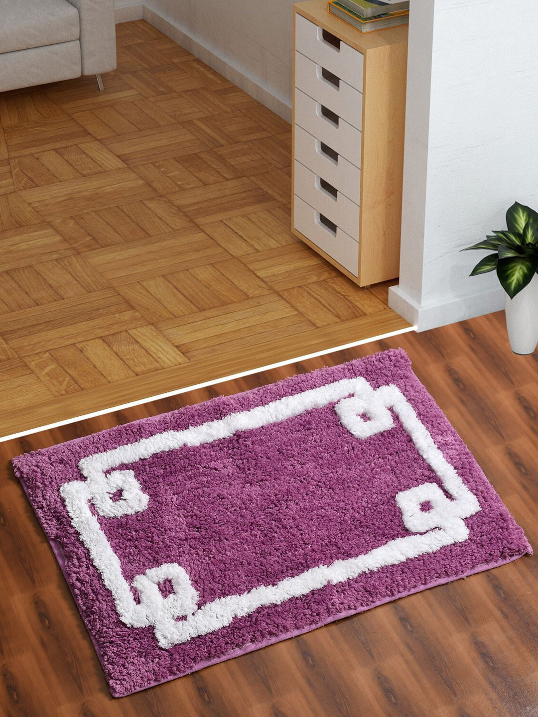 AEROHAVEN Purple & White Bath 1850 GSM Anti-Skid Microfiber Bath Mat