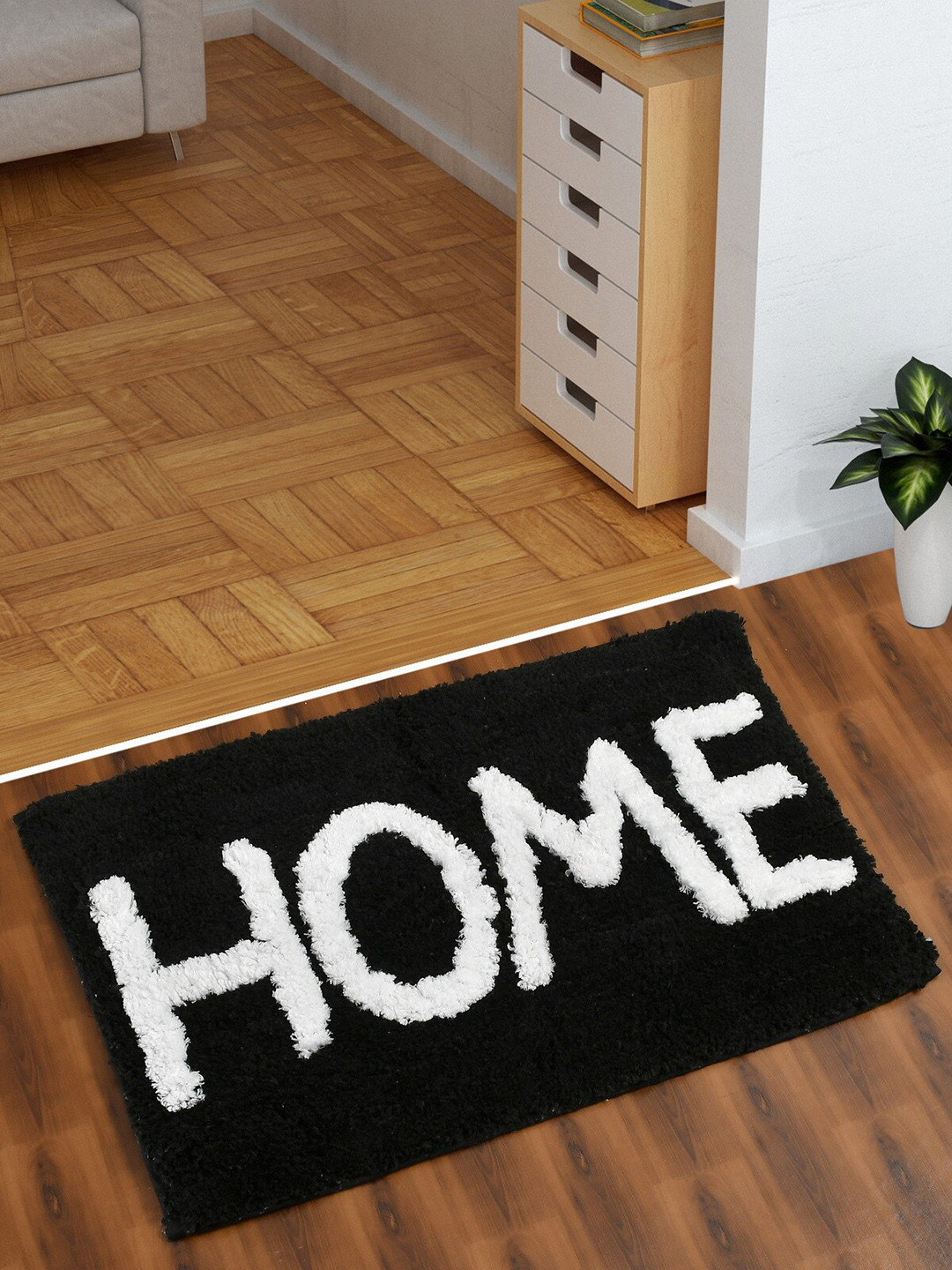 AEROHAVEN Black & White Home Pattern Microfiber Bath mat