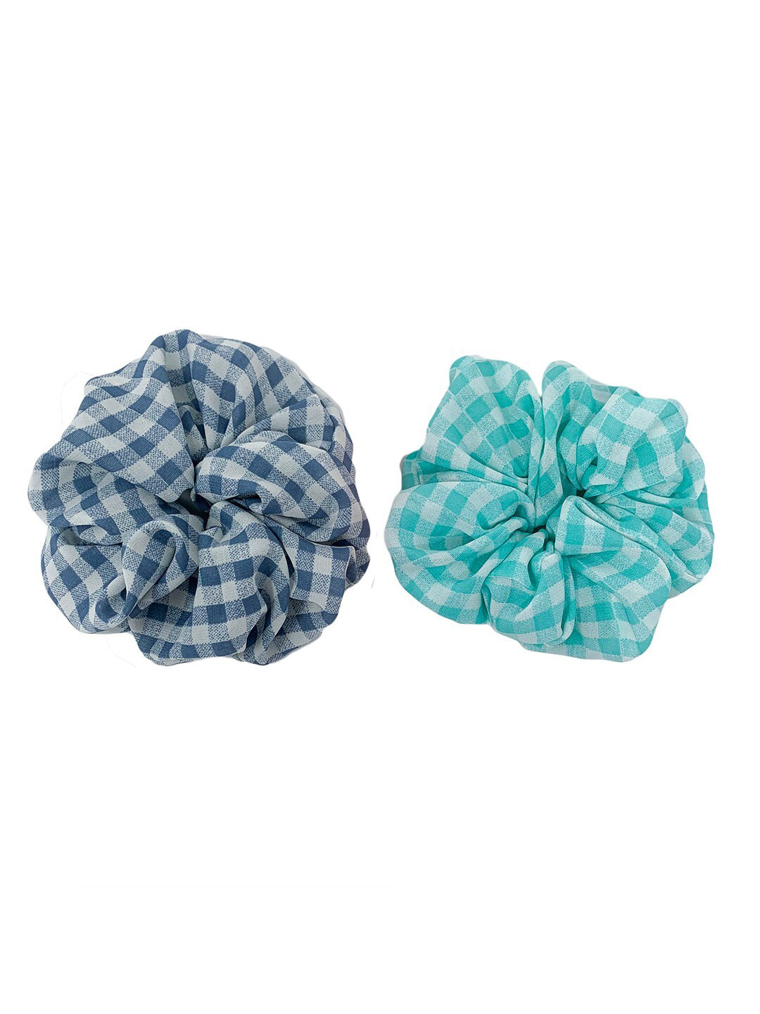 Mint & Oak Women Set Of 2 Blue & White Scrunchies