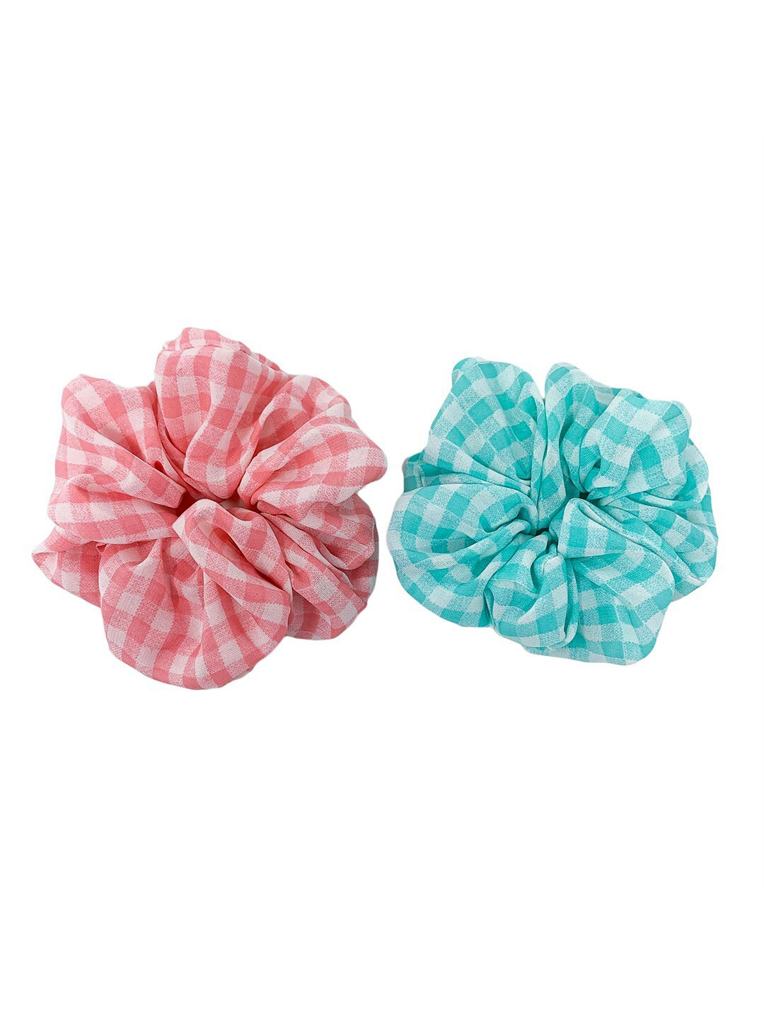Mint & Oak Women Pink & Turquoise Blue Set of 2 Ponytail Holders