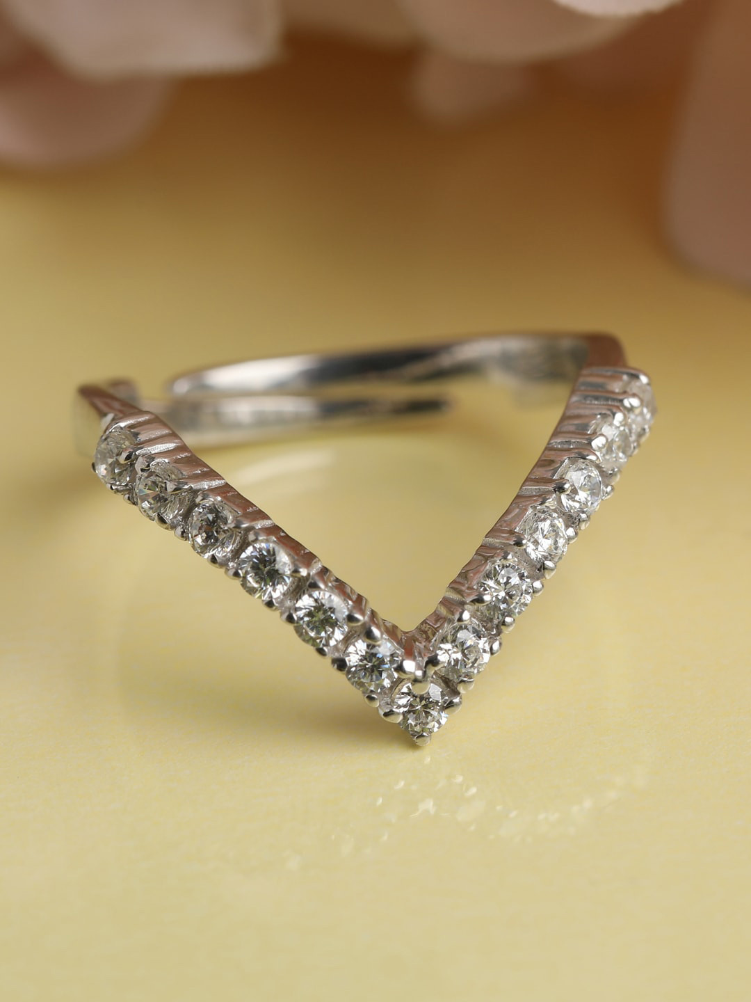 Clara 925 Silver V Shape Adjustable Ring