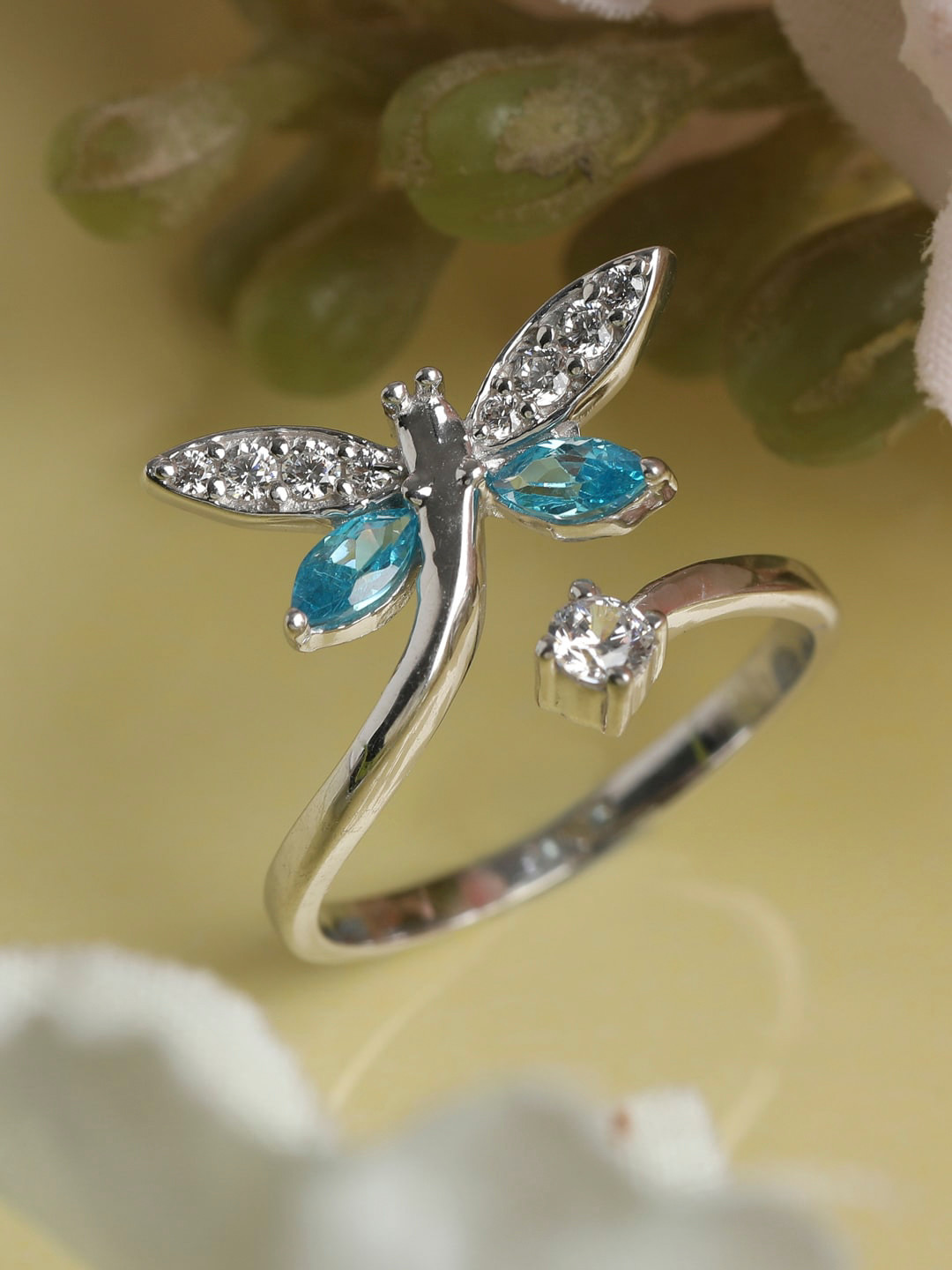 Clara Women Silver Butterfly Adjustable Ring