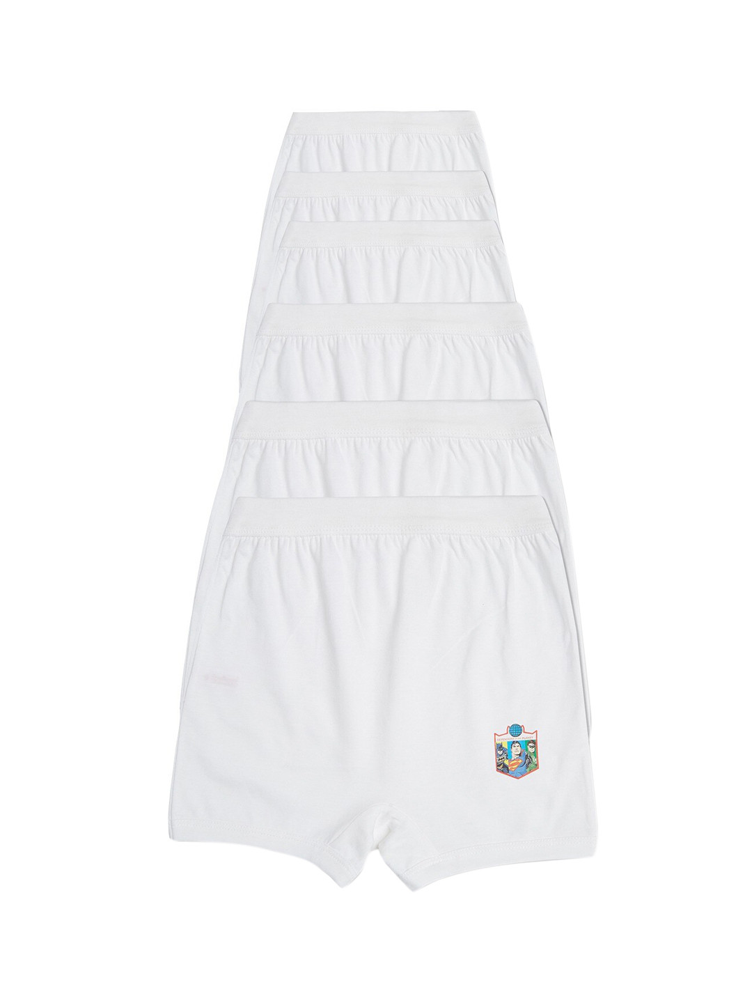 Red Rose Boys Pack Of 6 White Solid Cotton Boxer Briefs