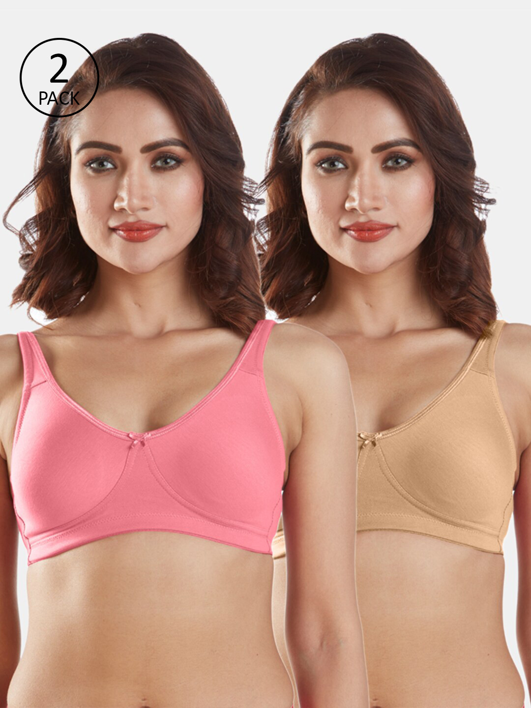 Sonari Pack Of 2 Assorted Solid Everyday Bras - Wireless Non-Padded