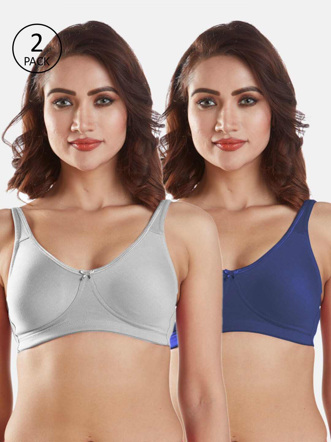 Sonari Pack Of 2 Grey & Navy Blue Everyday Bra