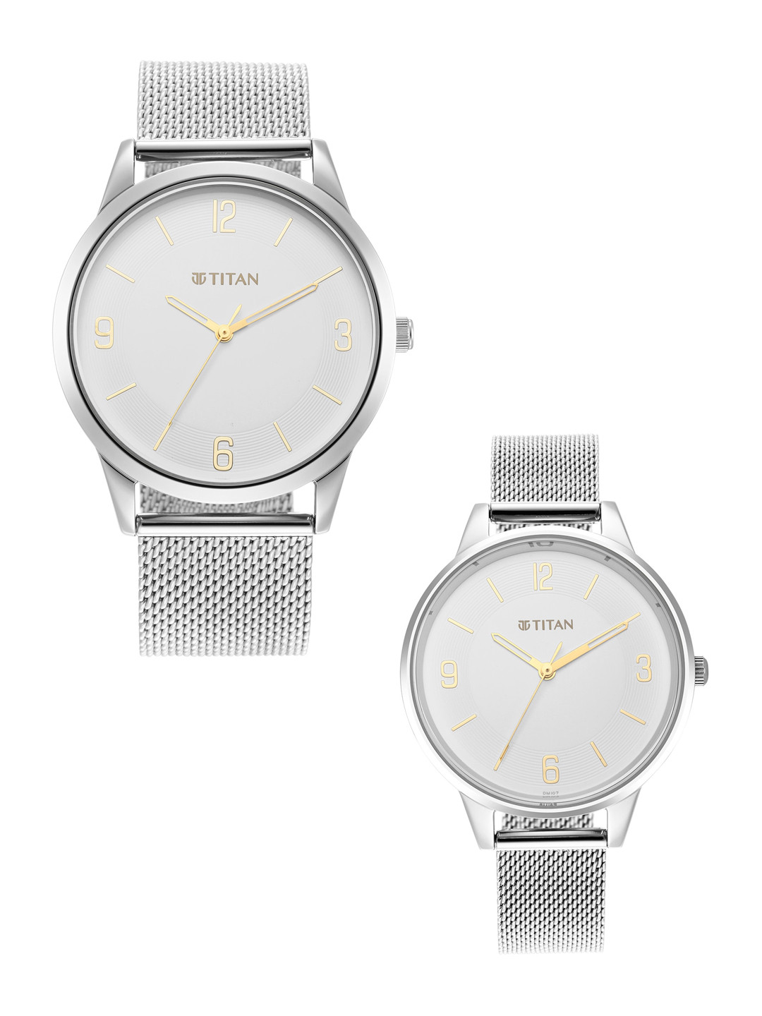 Titan Unisex Set of 2 White Stainless Steel His & Her Analogue Watch
