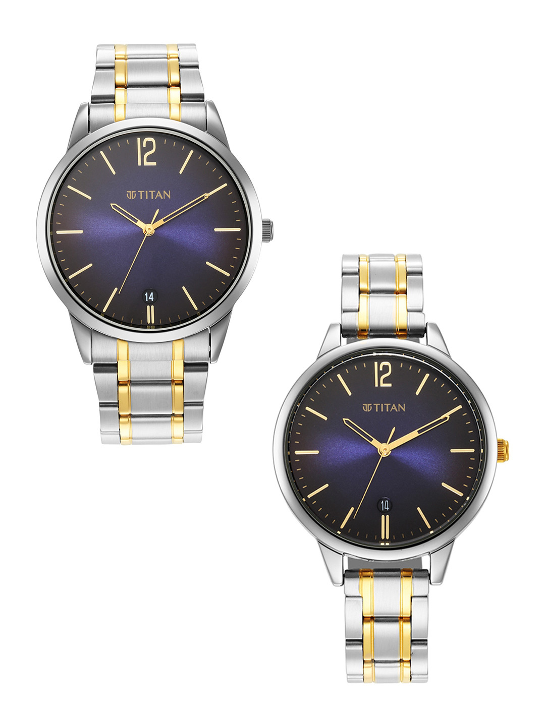 Titan Men Blue Stainless Steel Bracelet Style His & Her Analogue Watch