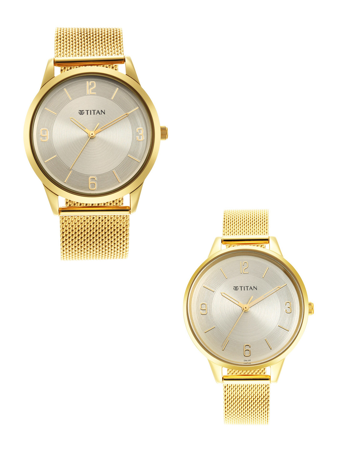 Titan Men Champagne Stainless Steel Bracelet Style His & Her Analogue Watch
