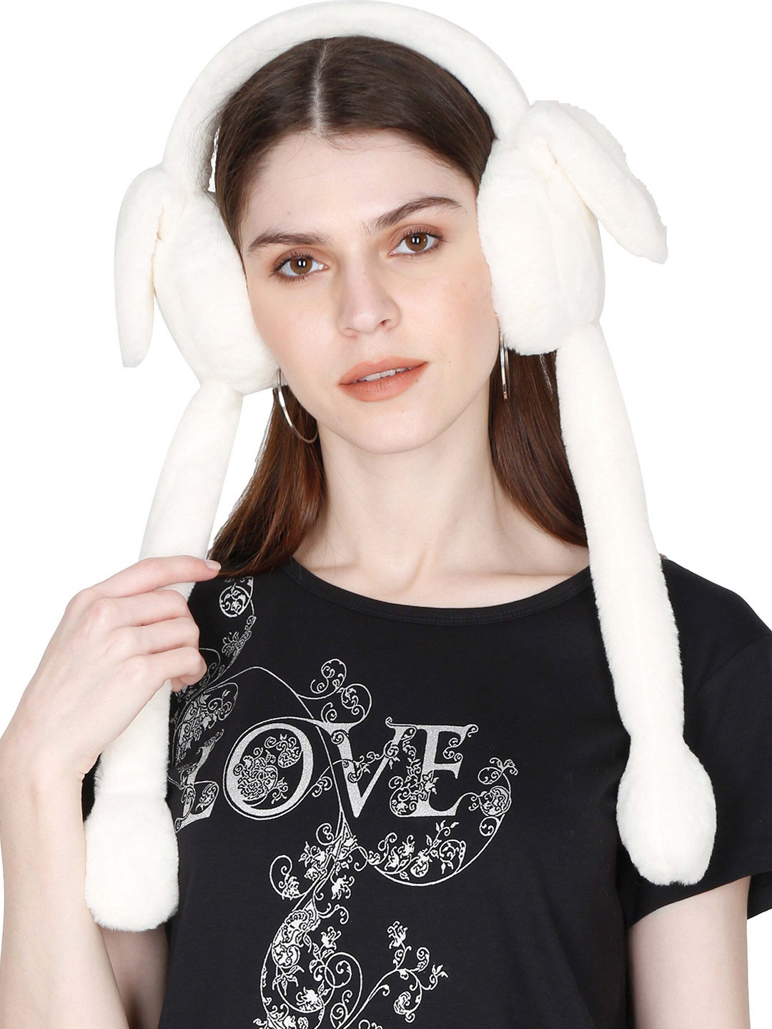 FabSeasons Women White Fur Outdoor Wear Ear Muffs