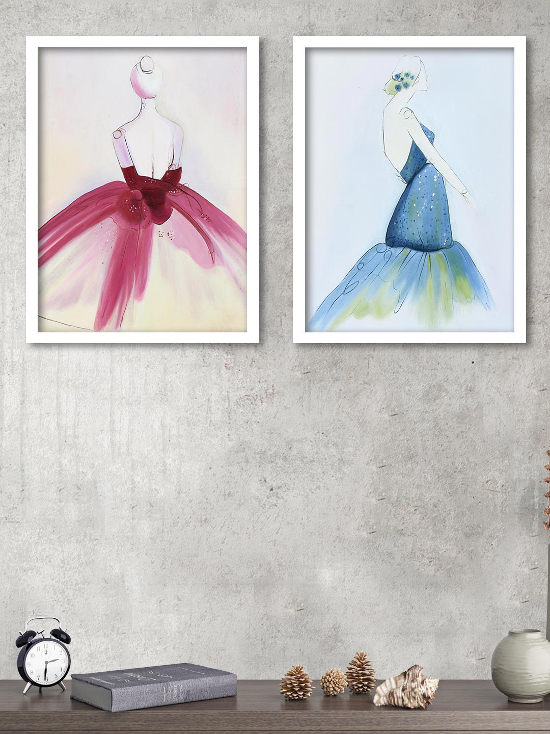 Art Street White Set of 2 Lady Theme Modern Wall Art