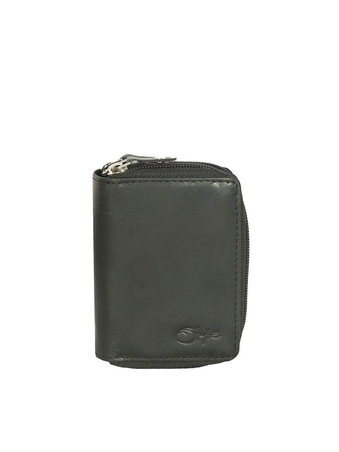 Style SHOES Women Green Zip Detail Leather Zip Around Wallet