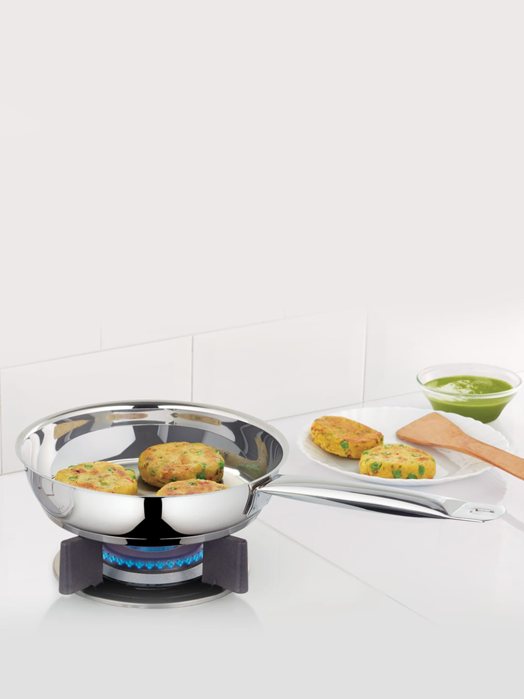 BOROSIL Silver-Toned Stainless Steel Fry Pan