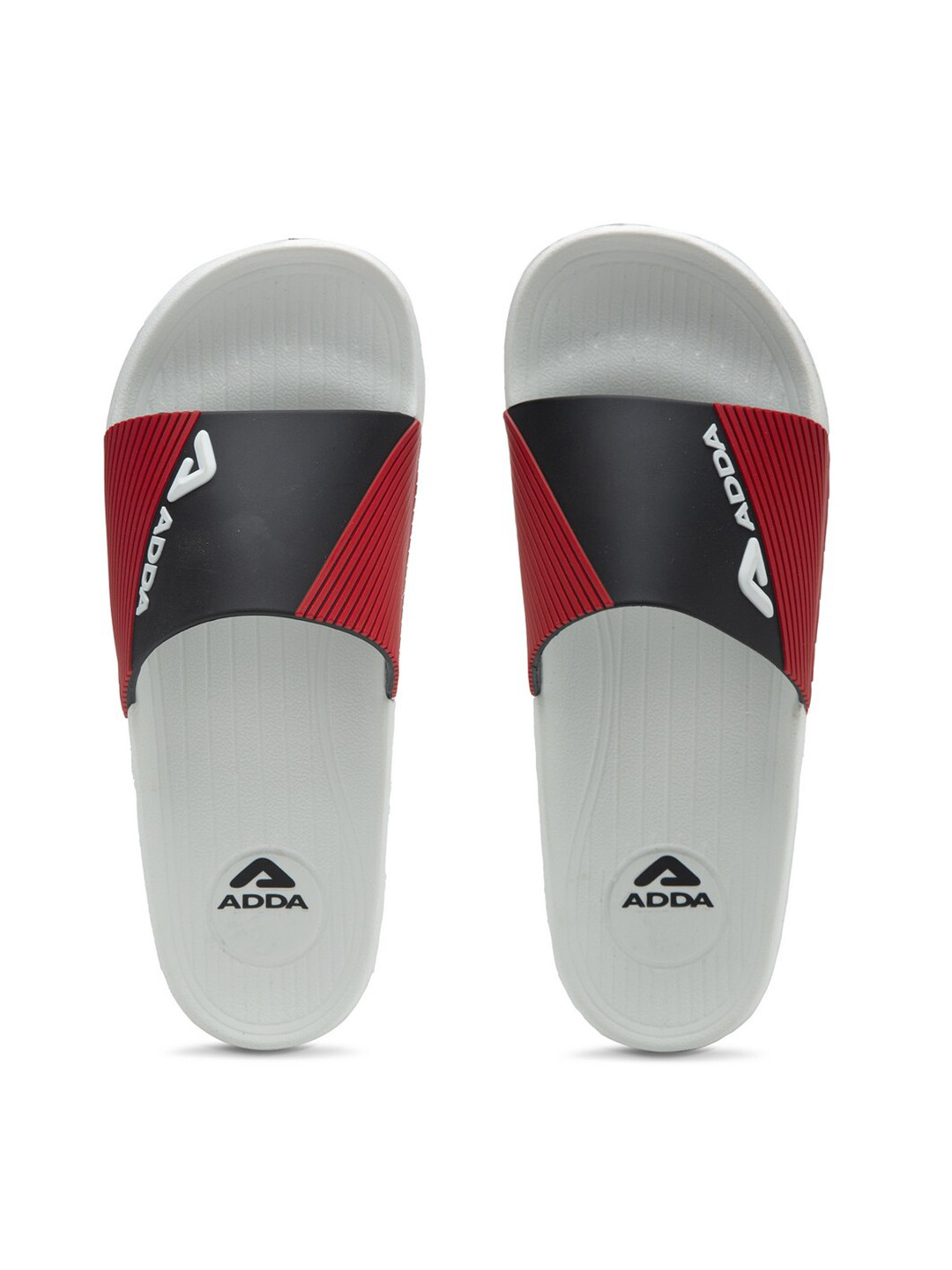 Adda Men White & Black Rubber Sliders