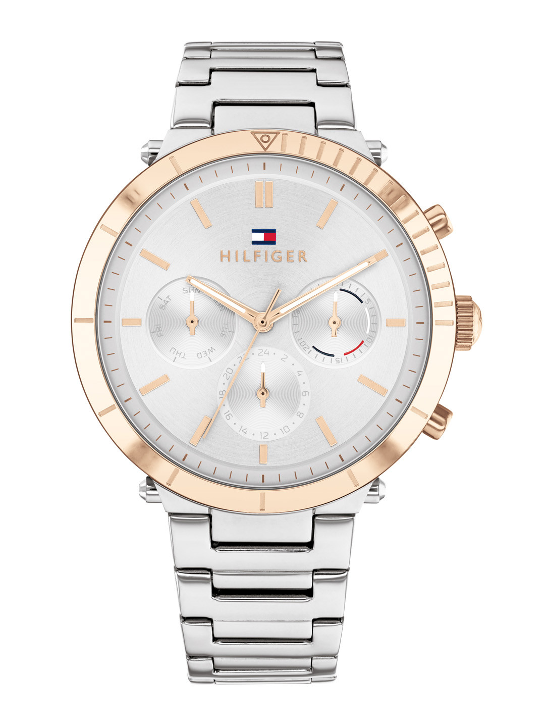 Tommy Hilfiger Women Silver-Toned Dial & Silver Toned Stainless Steel Bracelet Style Straps Analogue Watch