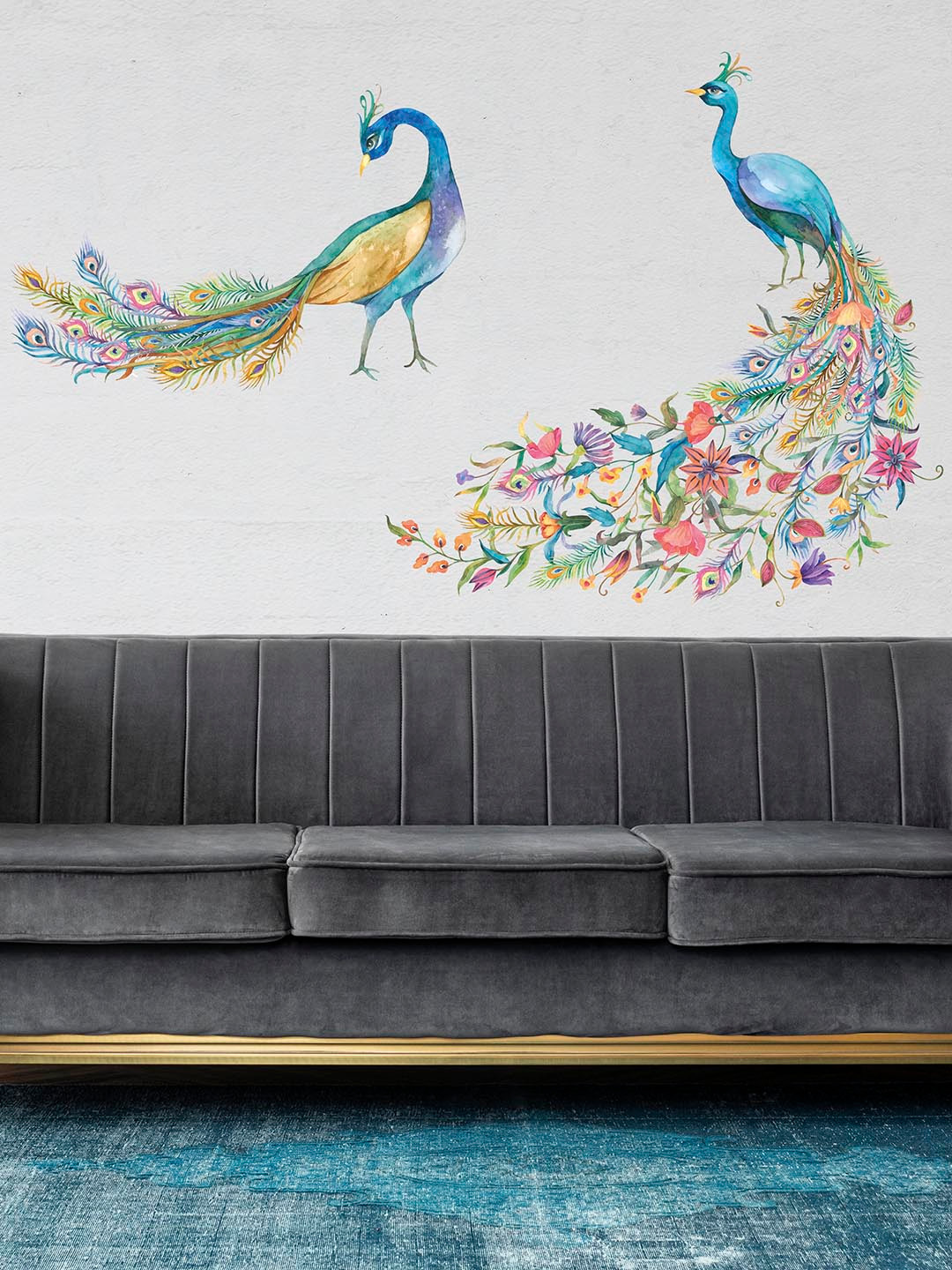 RANGOLI Multicoloured Slender Peacock Wall Sticker