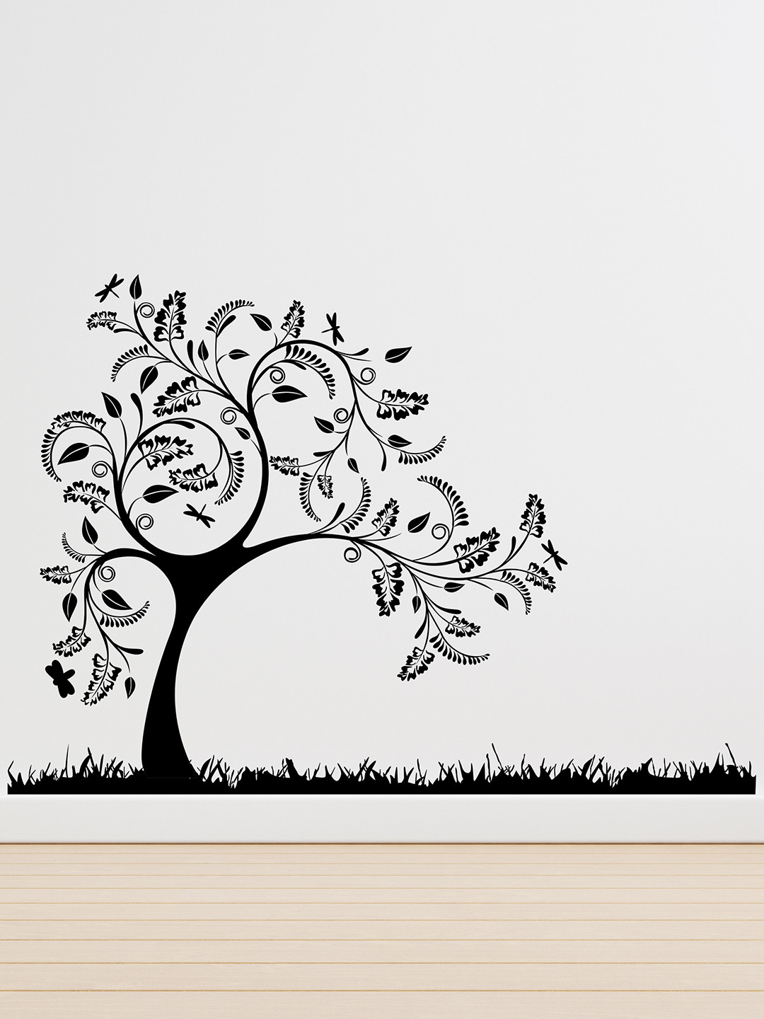 RANGOLI Black Tree With Grass Wall Sticker