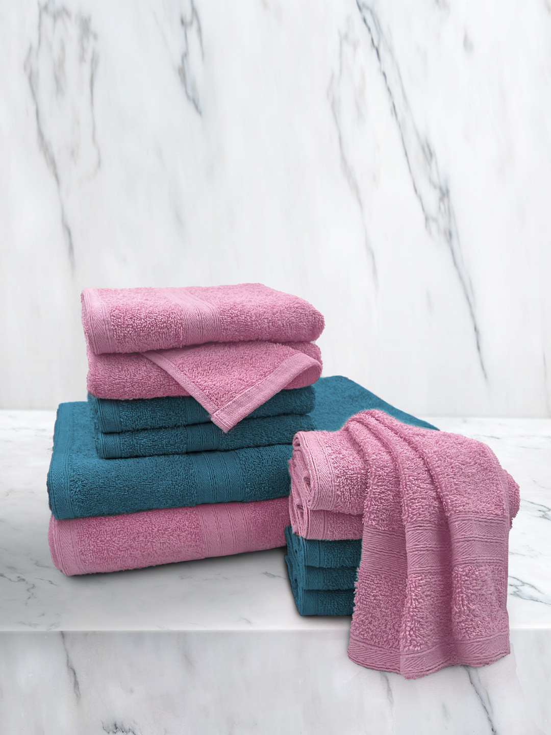 Aura Teal & Pink Pack of 12 500GSM Sassoon Anatolia Towel Set