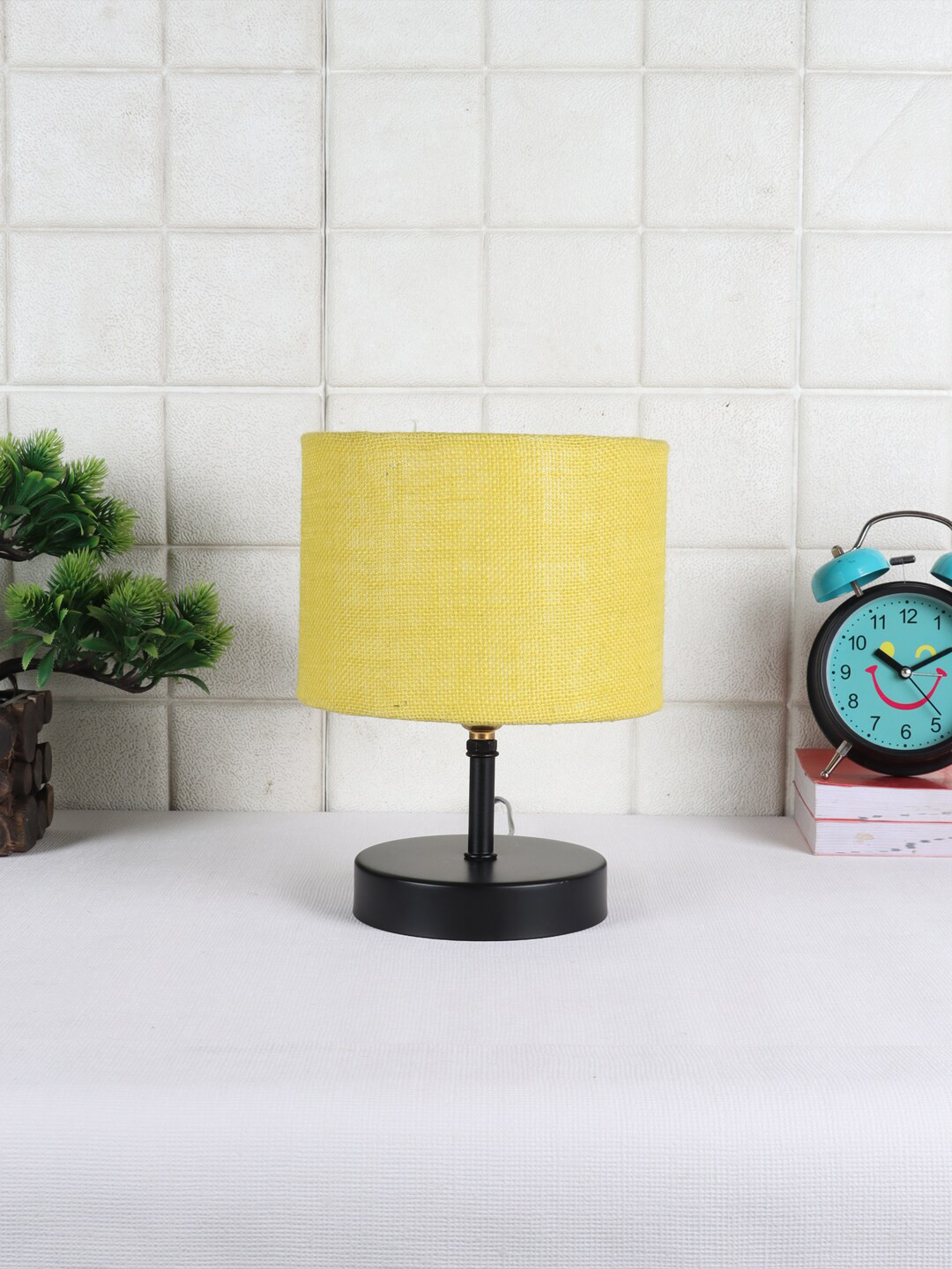 Devansh Yellow Iron Table Lamp with Jute Shade
