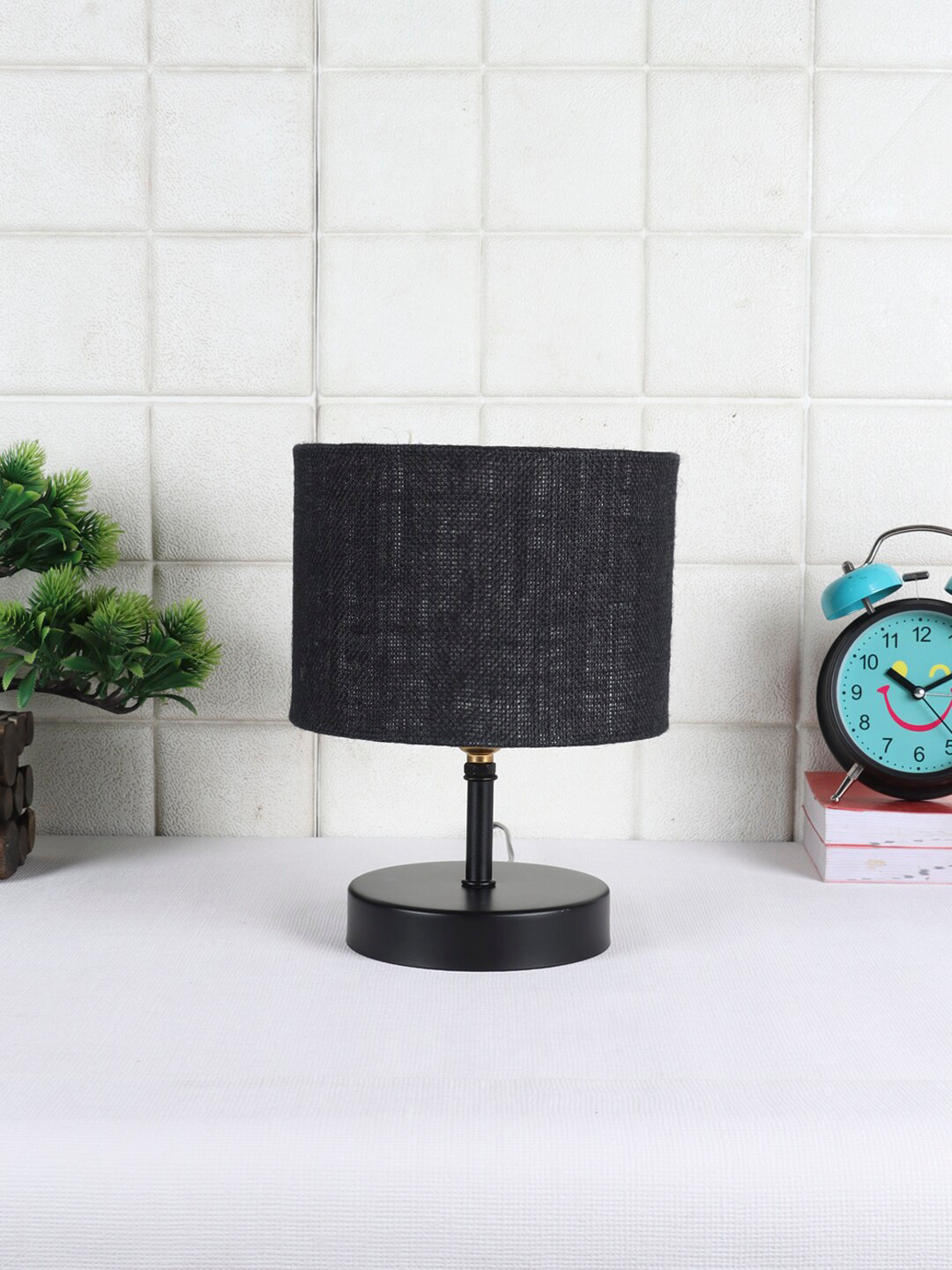 Devansh Black Iron Table Lamp with Jute Shade