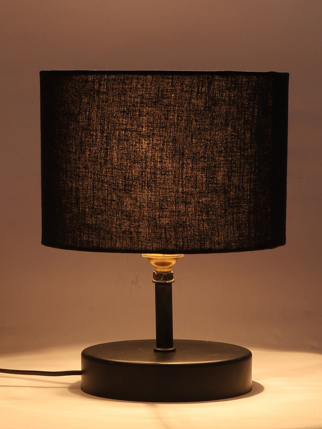 Devansh Black Iron Table Lamp with Cotton Shade