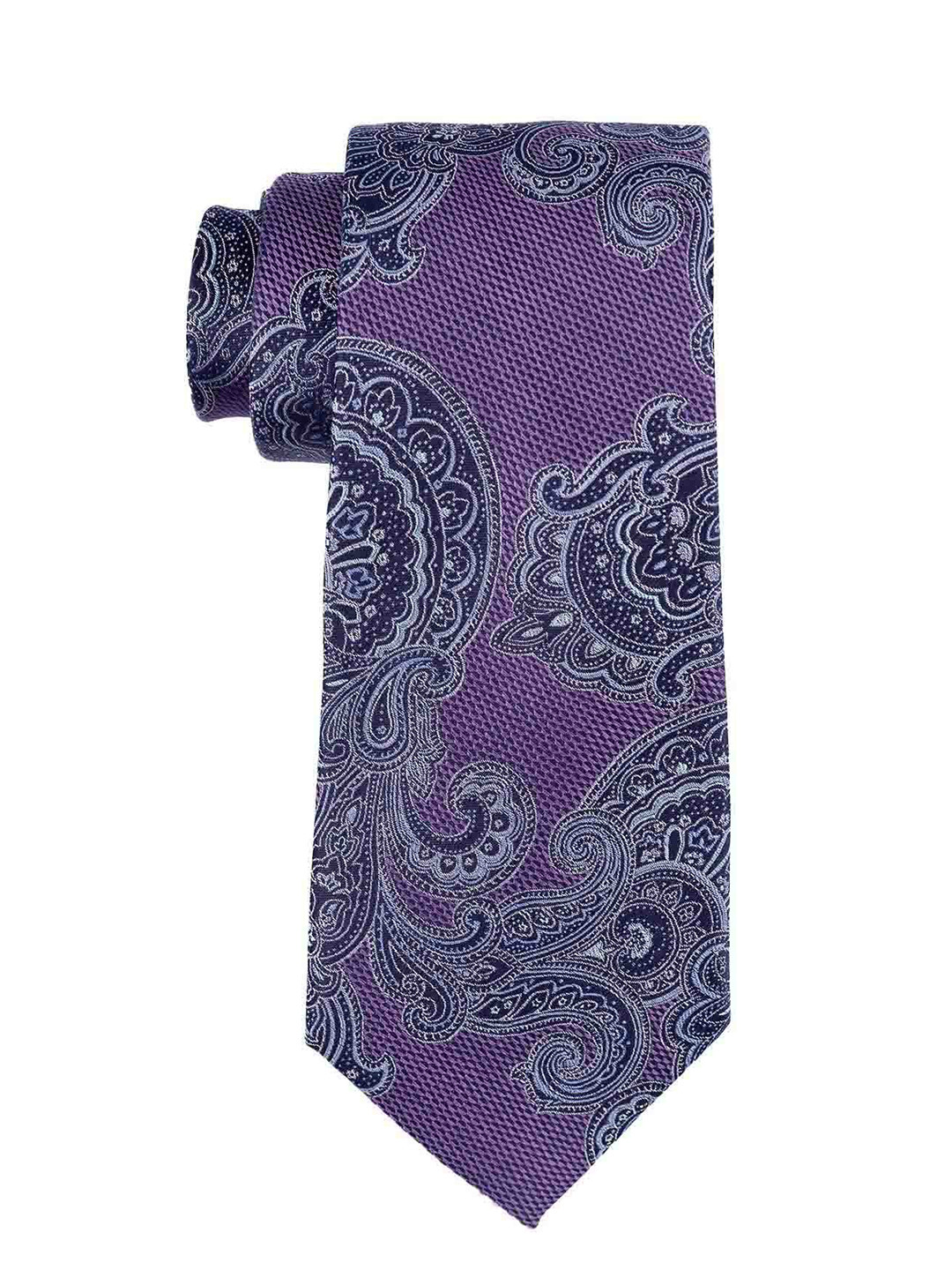 The Tie Hub Men Purple Woven Design Pure Silk Skinny Tie
