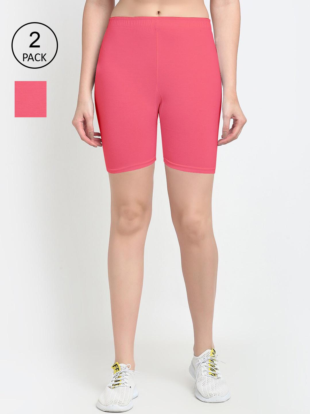 GRACIT Women Pack of 2 Pink Biker Shorts