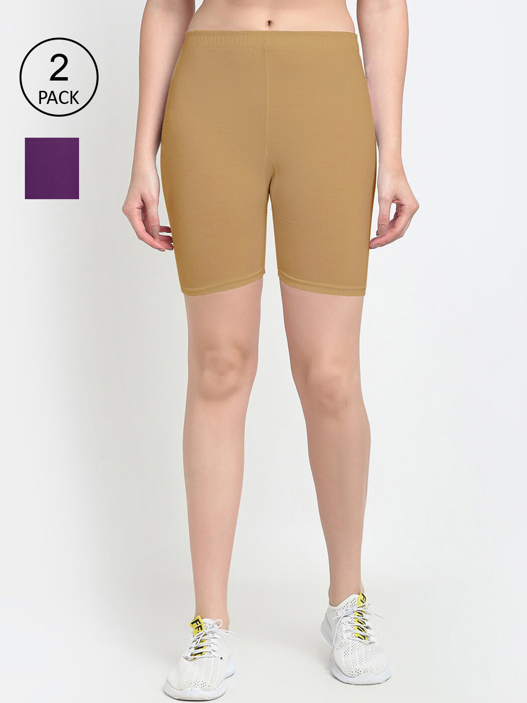 GRACIT Women Set Of 2 Biker Shorts