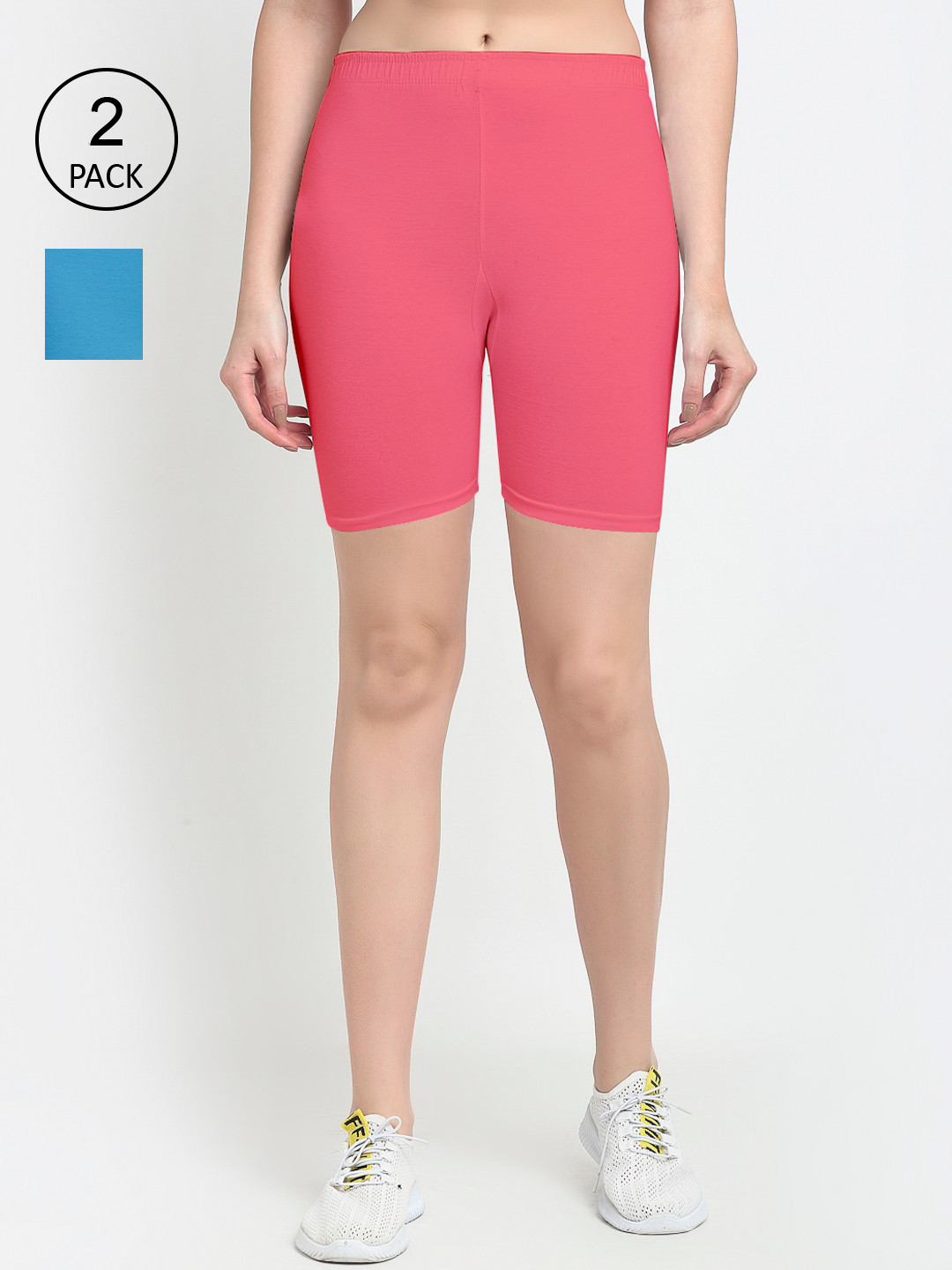 GRACIT Women Pack of 2 Biker Shorts