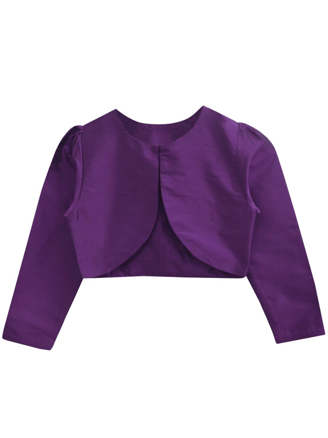 A.T.U.N. Girls Purple Solid Open Front Shrug