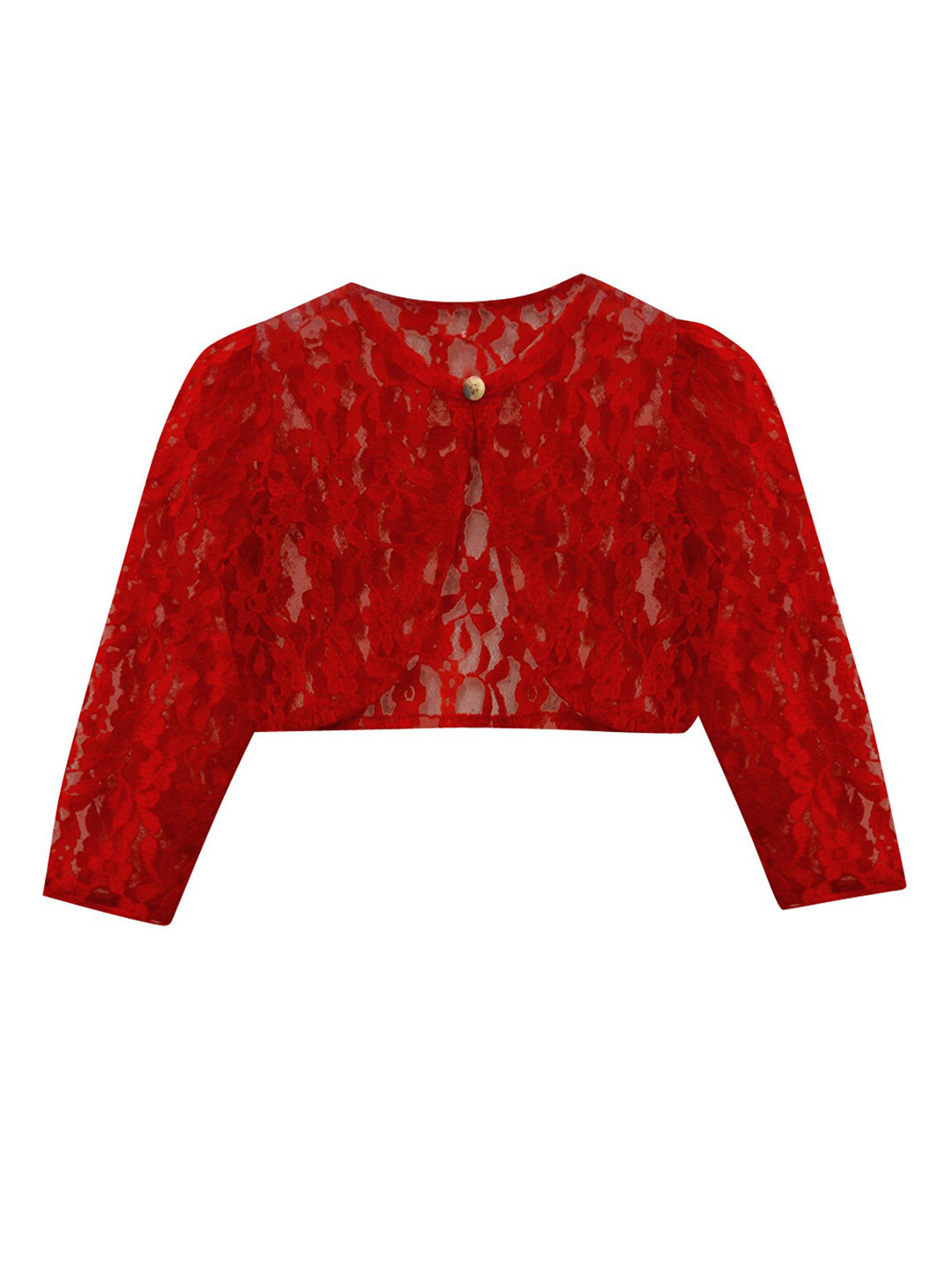A T U N Girls Maroon Crop Lace Shrug