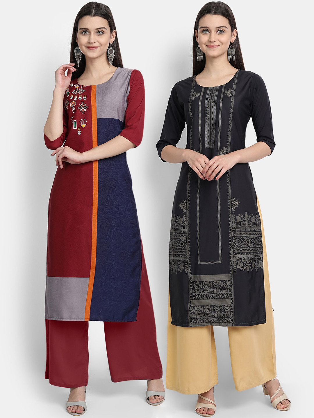 7Threads Women Pack of 2 Printed Kurtas