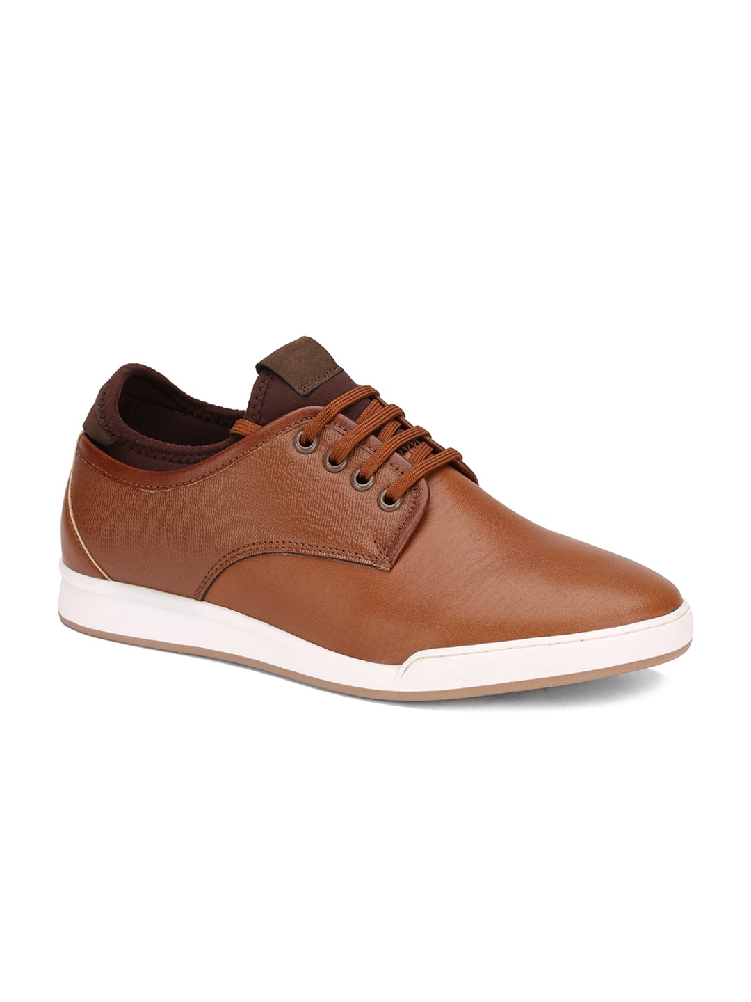 Bata Men Brown Solid PU Lace up Sneakers