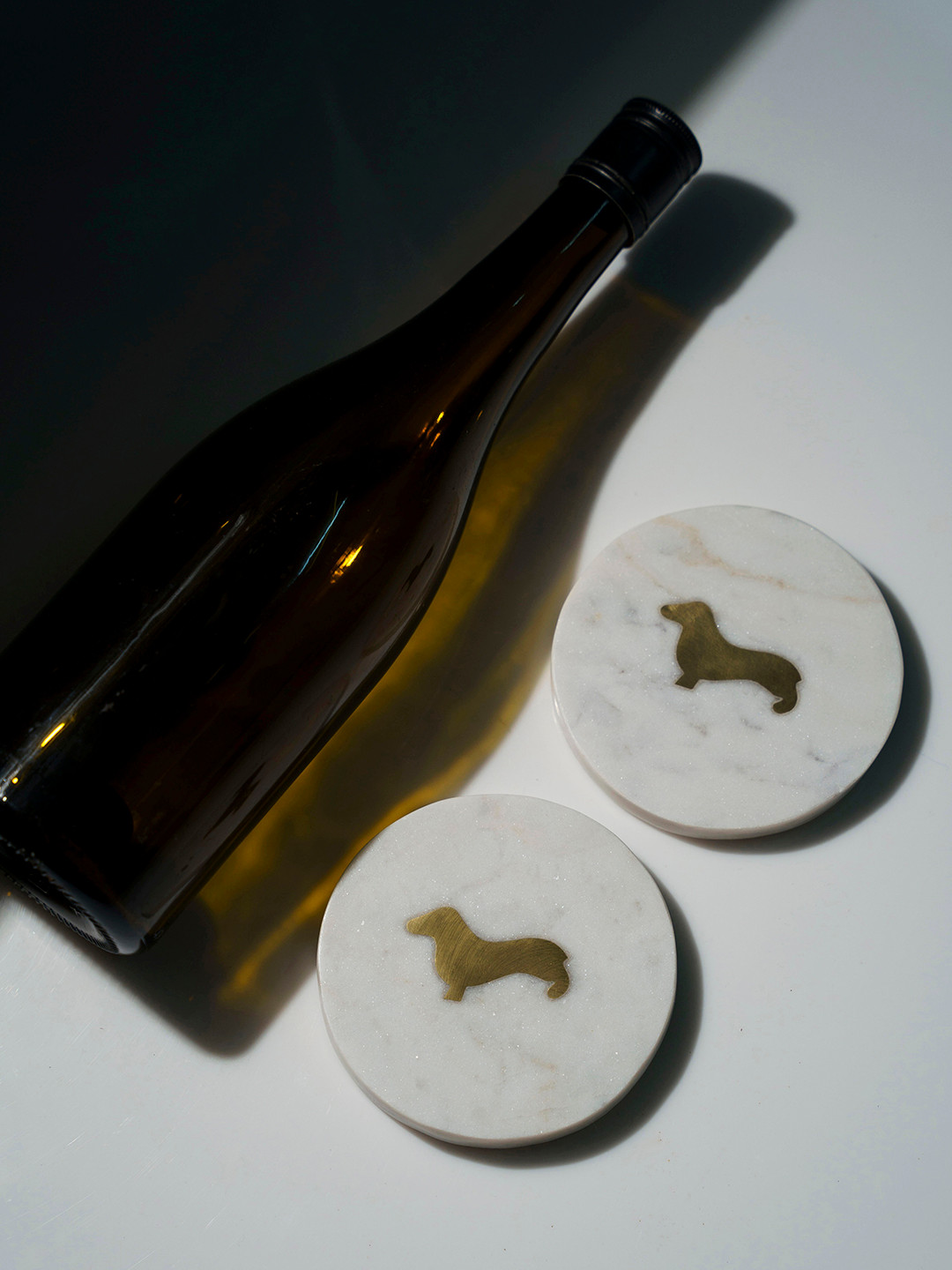 Folkstorys Set Of 2 White & Gold-Toned Handmade Coasters