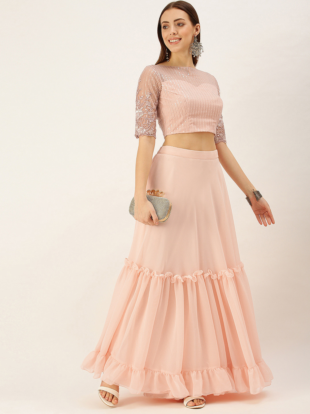 Ethnovog Pink Ready to Wear Lehenga  Blouse