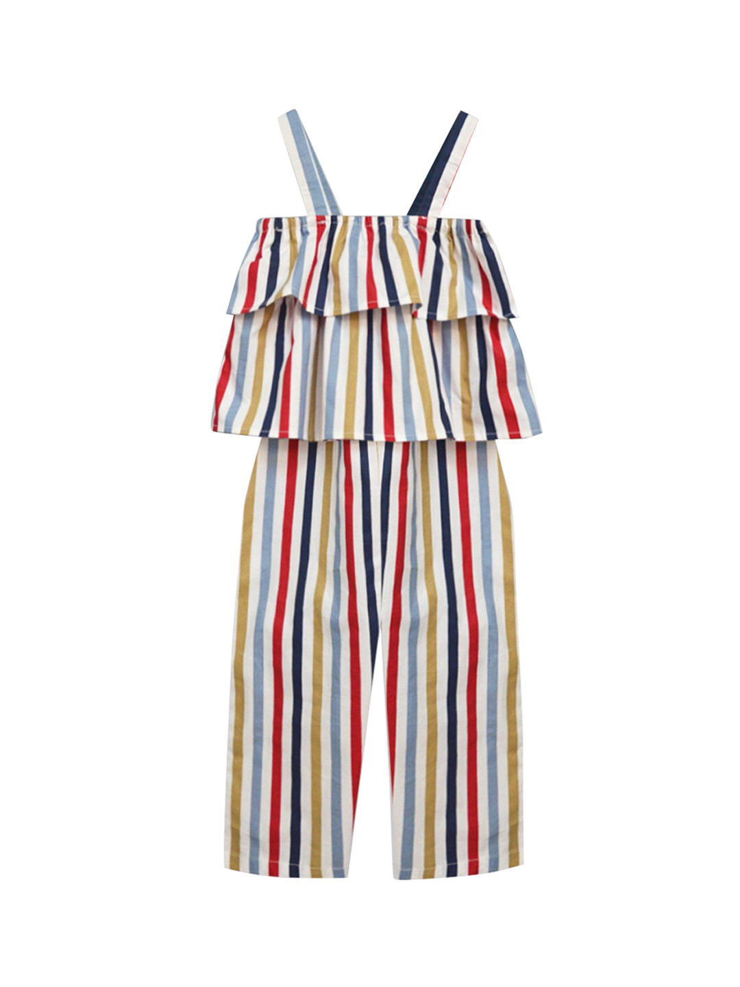 A T U N Girls Multicoloured Printed Basic Jumpsuit