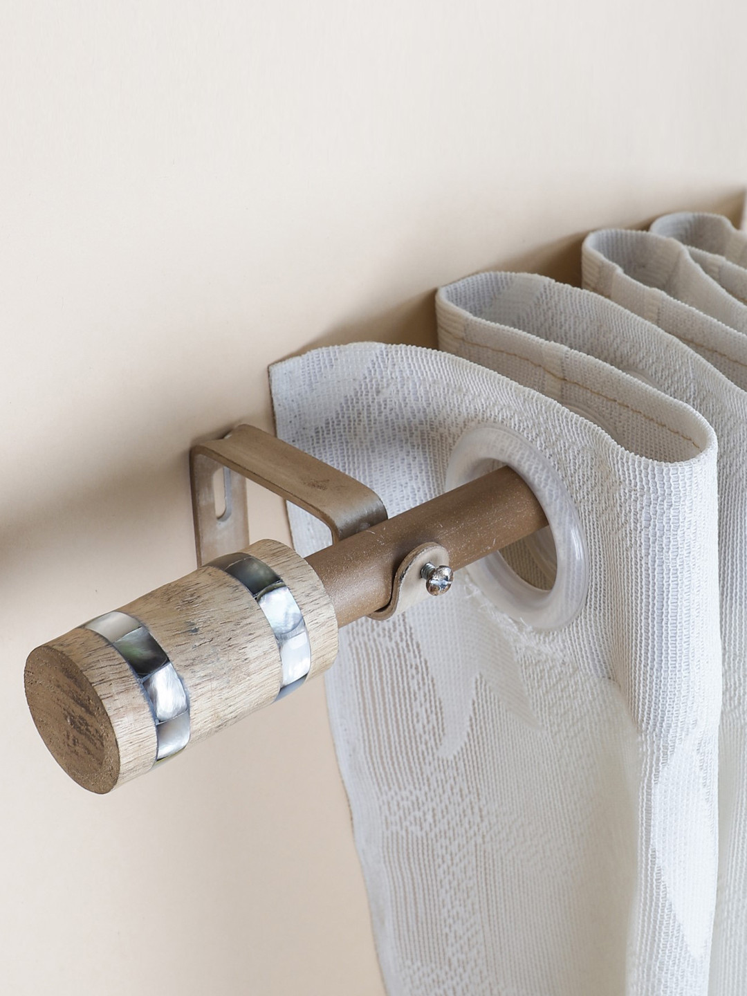 The Decor Mart Brown Premium Extendable Curtain Rod & Brackets With Finial