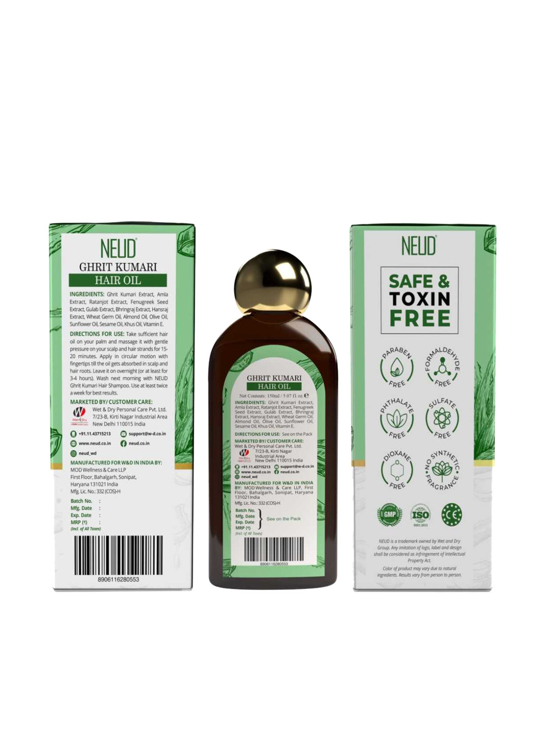 NEUD Set of 2 Premium Ghrit Kumari Hair Oil - 150 ml Each