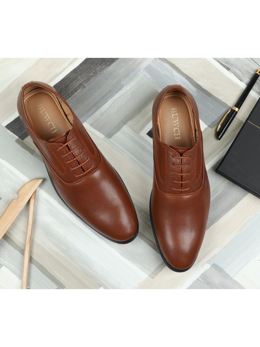 Buy BUWCH Men Tan Brown Textured Formal Oxfords Formal Shoes for Men 16631098 Myntra