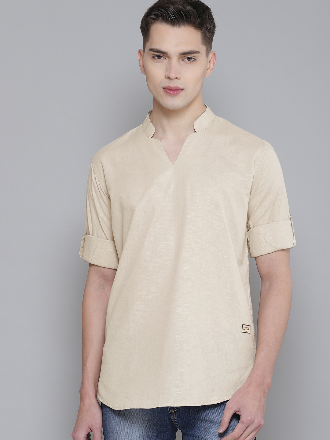 DENNISON Men Beige Comfort Fit Kurta