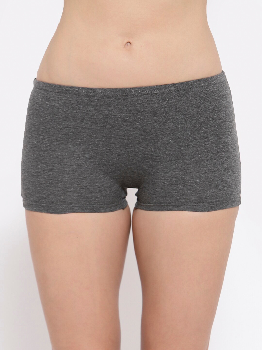 Softrose Women Grey Solid Boy Shorts SH7003DG_S
