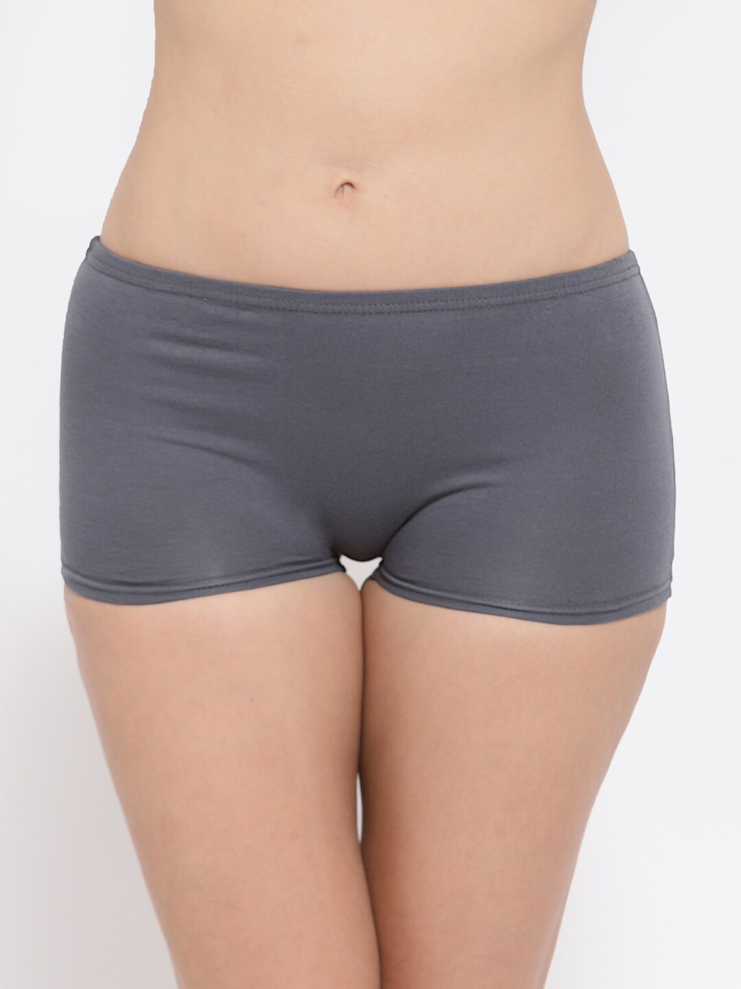 Softrose Women Grey Solid Boy Shorts - SH7003SI_L
