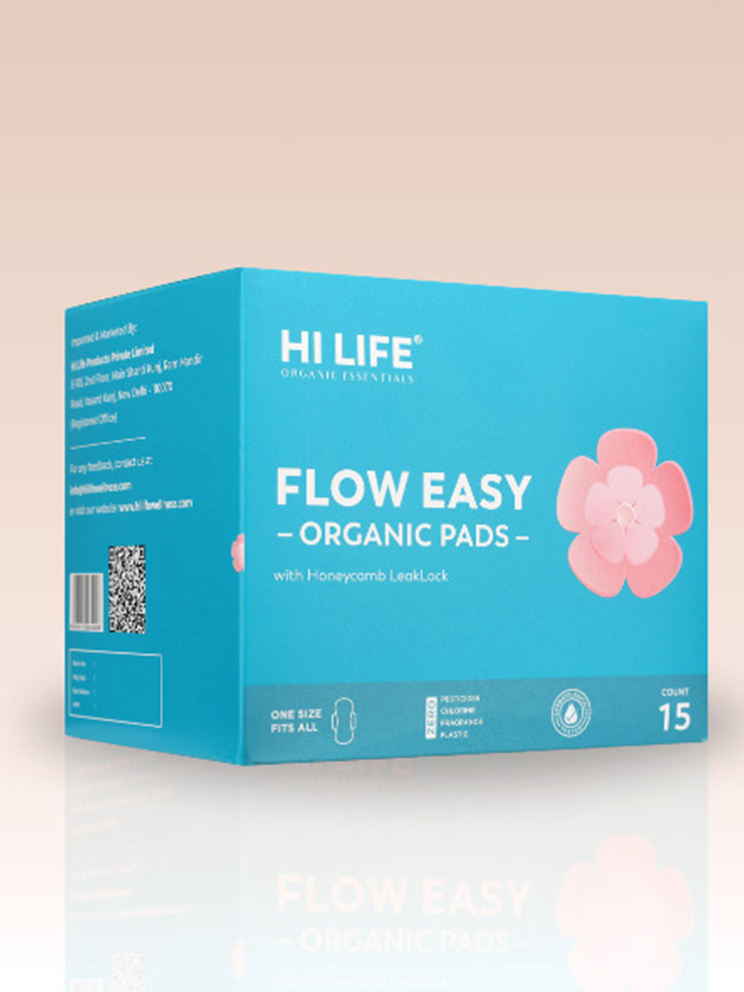 HI LIFE Rash Free 100% Organic Cotton Period Pads-GOTS Certified & FDA Approved - 15 Pads