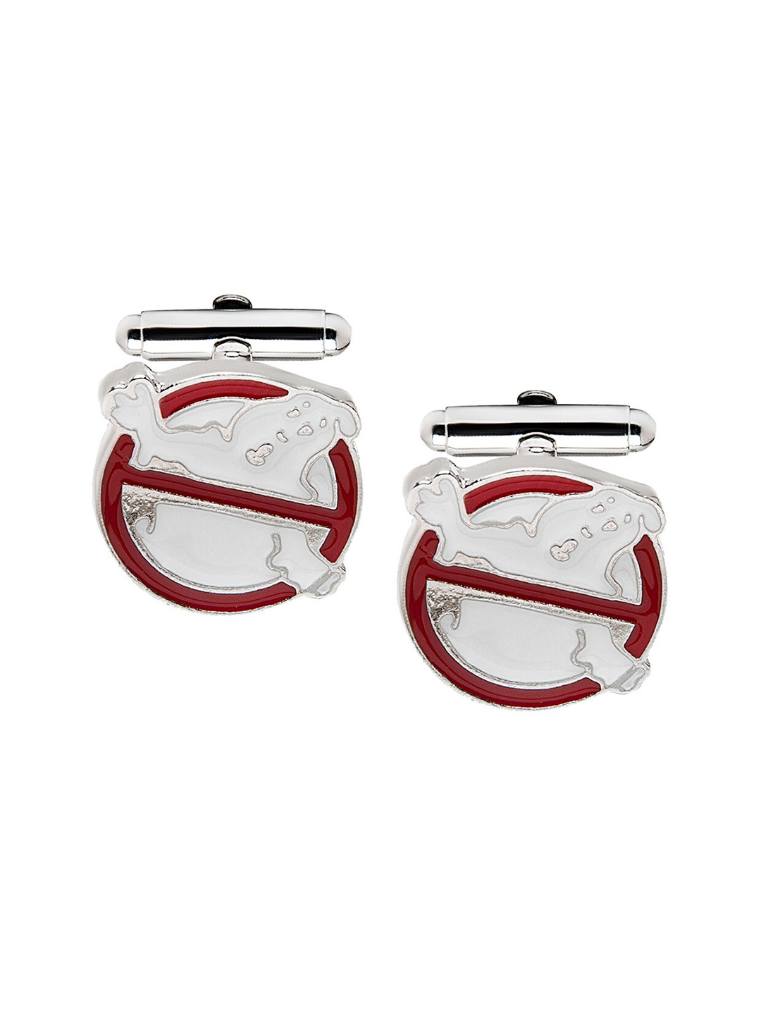bodha Silver-Toned & Red Ghostbusters Design Cufflink