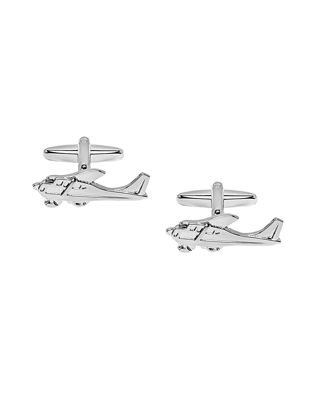 bodha Silver-Toned Quirky Helicopter Design Cufflink