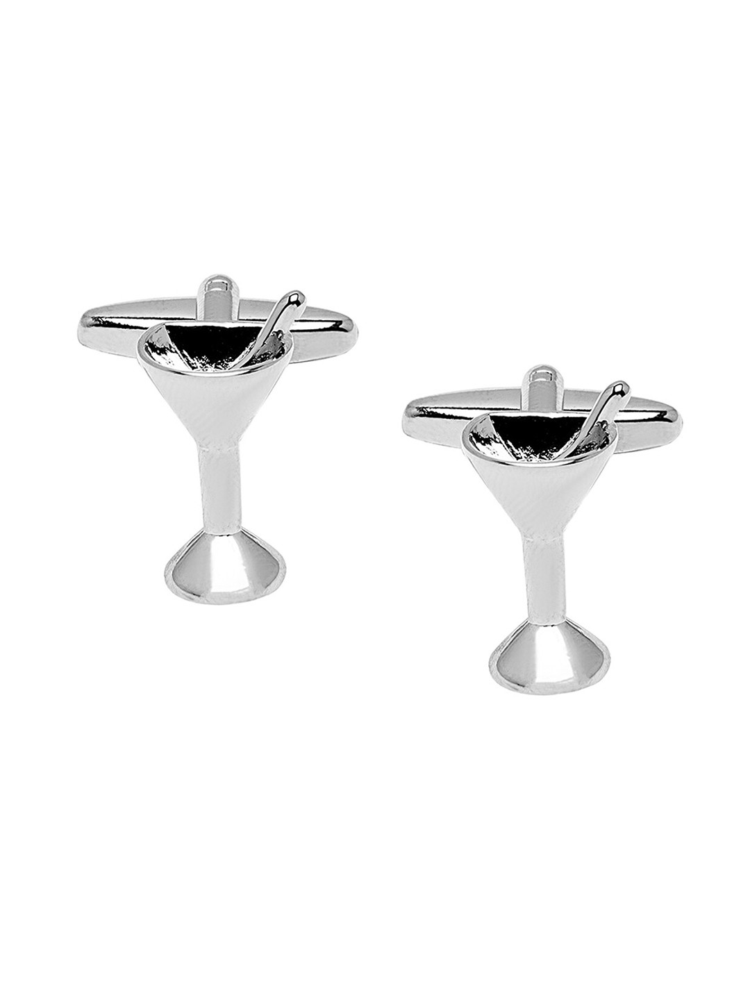 bodha Silver-Toned Quirky Love Cocktail Glass Design Cufflink