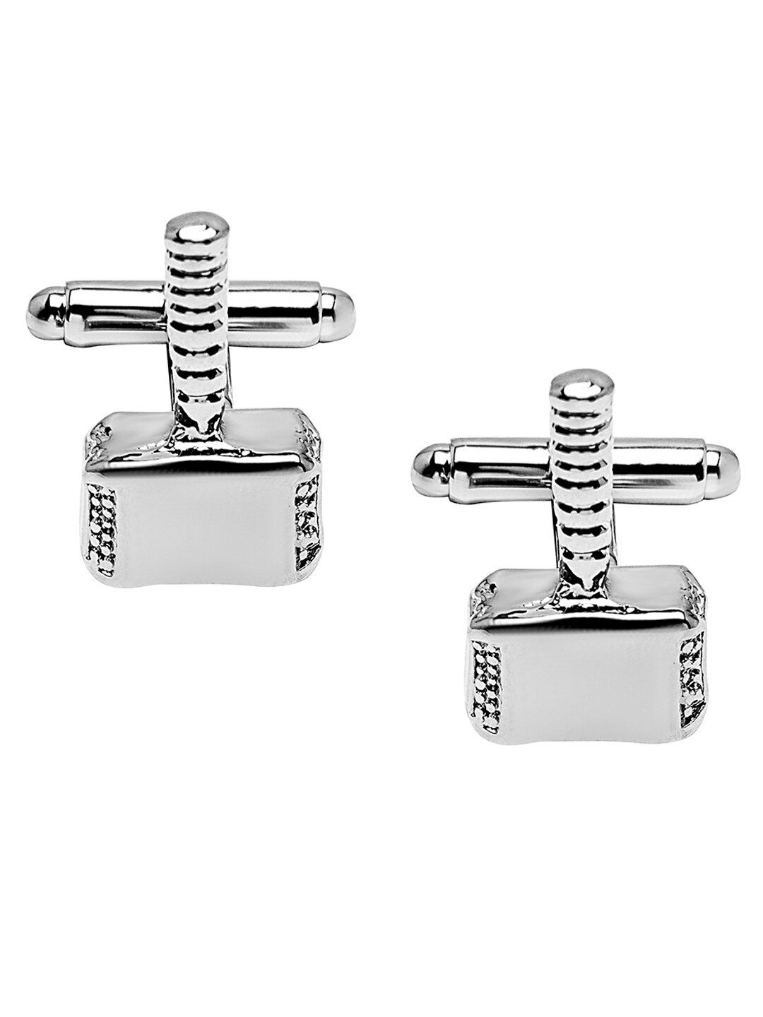bodha Silver-Toned Quirky Hammer Design Cufflink