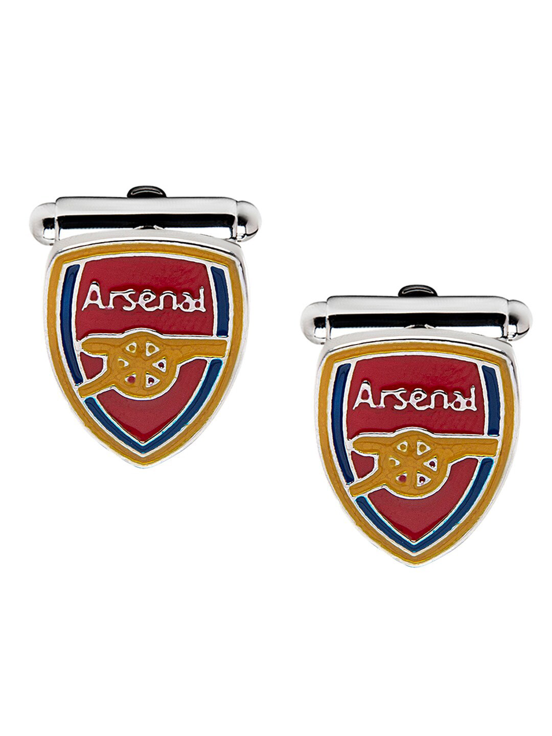bodha Silver-Toned & Red Arsenal Club Quirky Cufflink