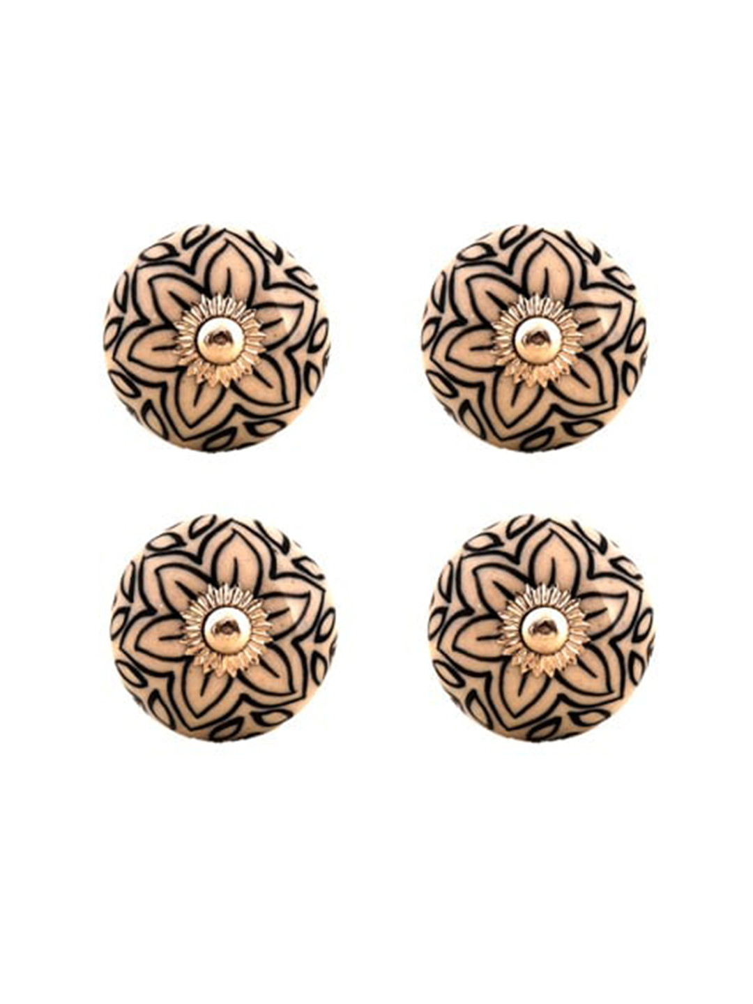 The Decor Mart Set Of 4 Textured Ceramic Decorative Knobs